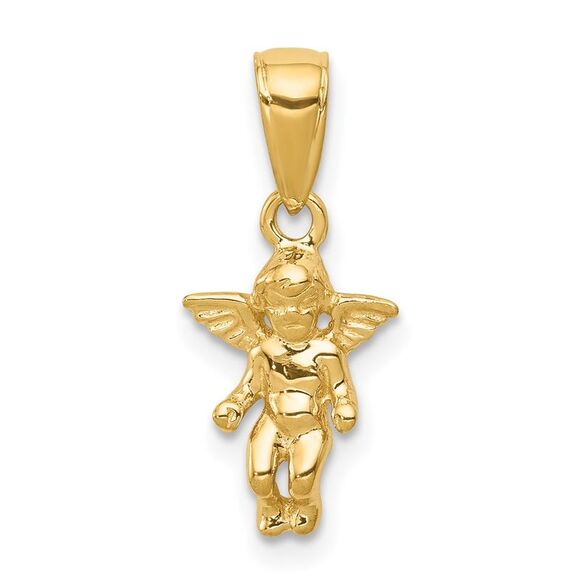 14k Yellow Gold 3D Small Guardian Angel Pendant